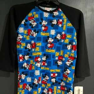 Disney Mickey Mouse 3/4 Shirt -  By Lularoe  Blue and Black XXS Round Bottom Hem